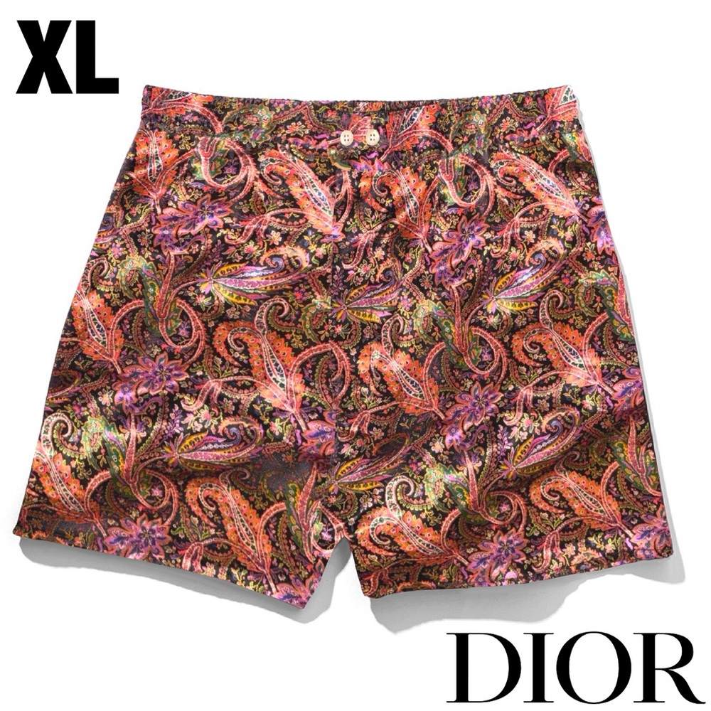 💎NWT Christian Dior Monseir Vintage Paisley Silky House Shorts XL XLARGE